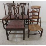 Five dissimilar 19thC side chairs: to include a George III mahogany framed Chippendale style open