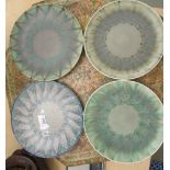 Four similar Pilkingtons Royal Lancashire Lapis Ware pottery plates,
