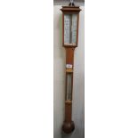 An early 20thC E.Wheeler of London oak cased stick barometer 35.