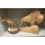 Two modern carved wooden model animals, a Bison 16.