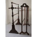 Two early 20thC mahogany framed towel rails 33''h 28''w RAB