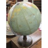 A Phillips Challenge globe, colour printed on card at 1:37,500,000 scale 15''dia,