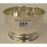 A silver sugar basin with an applied wire border,