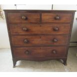 A late 19thC string inlaid mahogany five drawer dressing chest, raised on bracket feet 38.