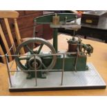 A Stuart live steam model, beam type, static engine,