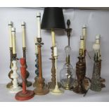 Mid 20thC and later table lamps: to include oak,