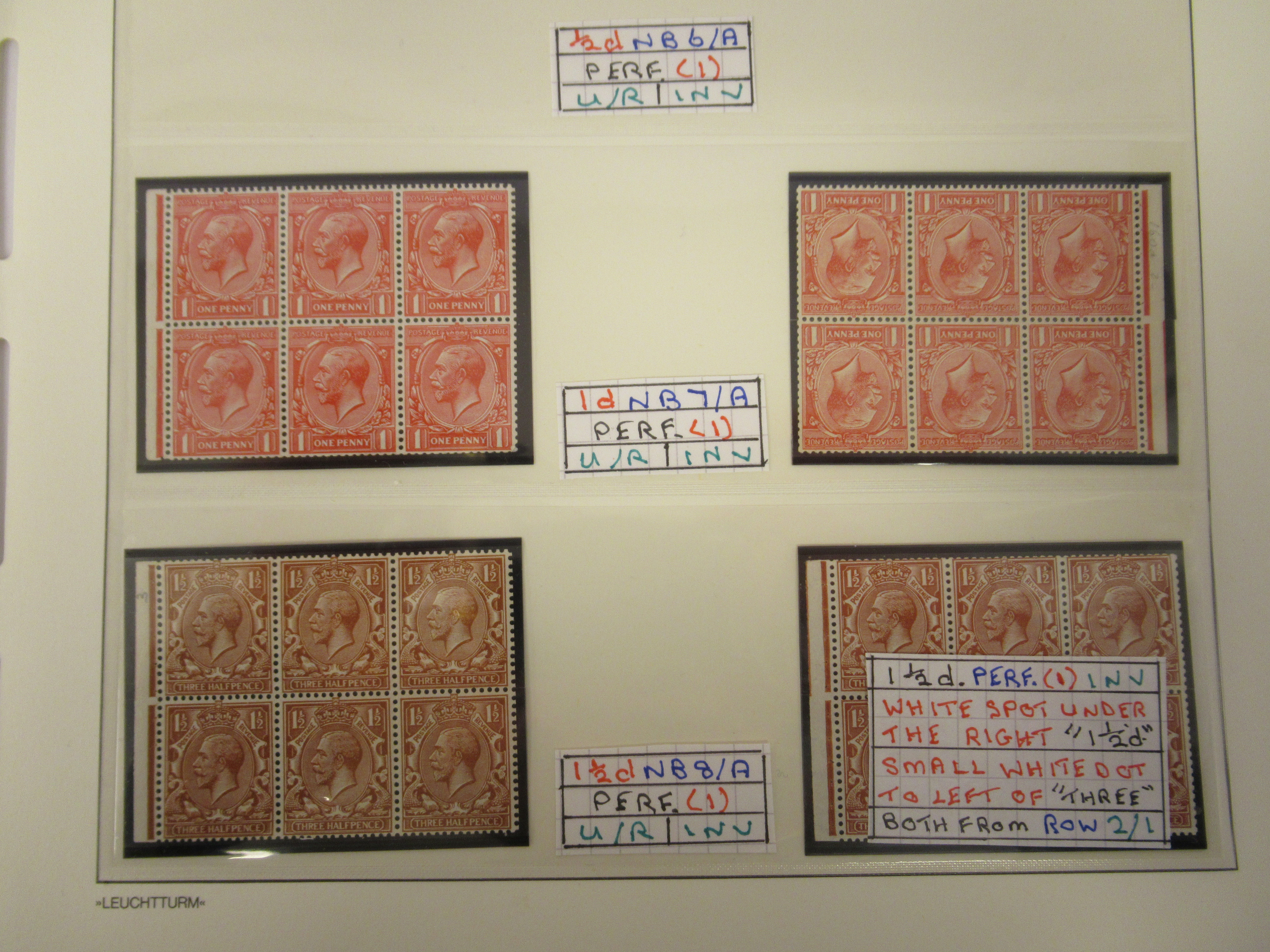 Postage stamps, Great Britain: fifteen King George V Royal cypher six block booklet panes, - Image 3 of 6