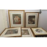 Five reproductions of 19thC coloured engravings: to include 'The Sisters' from the original 1795