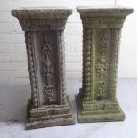 A pair of composition stone pedestals, on stepped plinths 23''h 9.