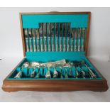 An N Barnett & Co silver plated and stainless steel bladed Kings pattern cutlery and flatware,