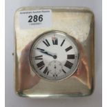 A silver plated pocket watch, faced by a Roman dial with subsidiary seconds,