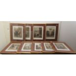 Nine 19thC 'Cries of London' and other coloured etchings 11'' x 13'' framed U