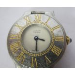 A lady's Cartier, stainless steel cased, half-hunter design wristwatch,