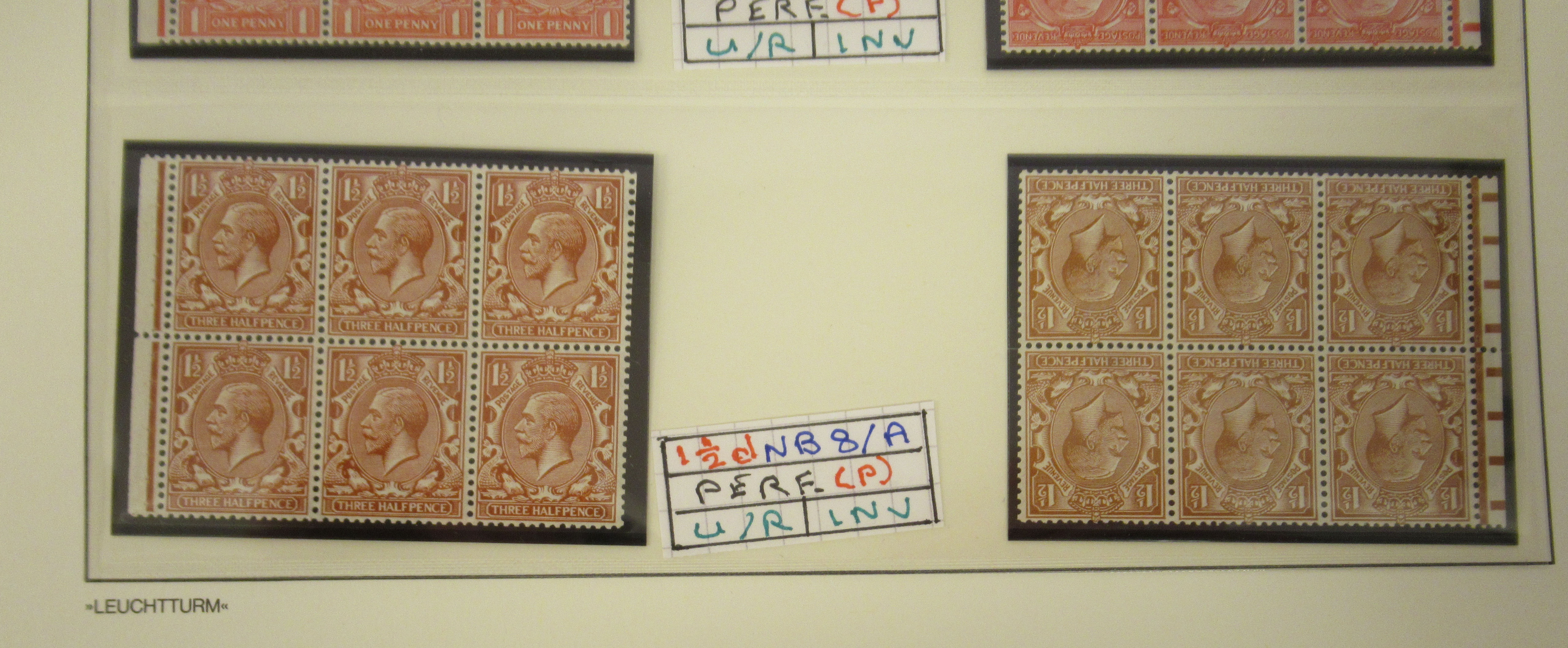 Postage stamps, Great Britain: fifteen King George V Royal cypher six block booklet panes, - Image 6 of 6