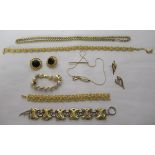 A gold plated belcher link necklace and other items of personal ornament U