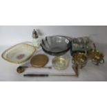 A mixed lot: to include an EPNS strawberry dish with cream jug and sugar basin U