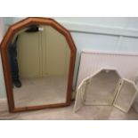 A modern mirror, the elongated octagonal bevelled plate,
