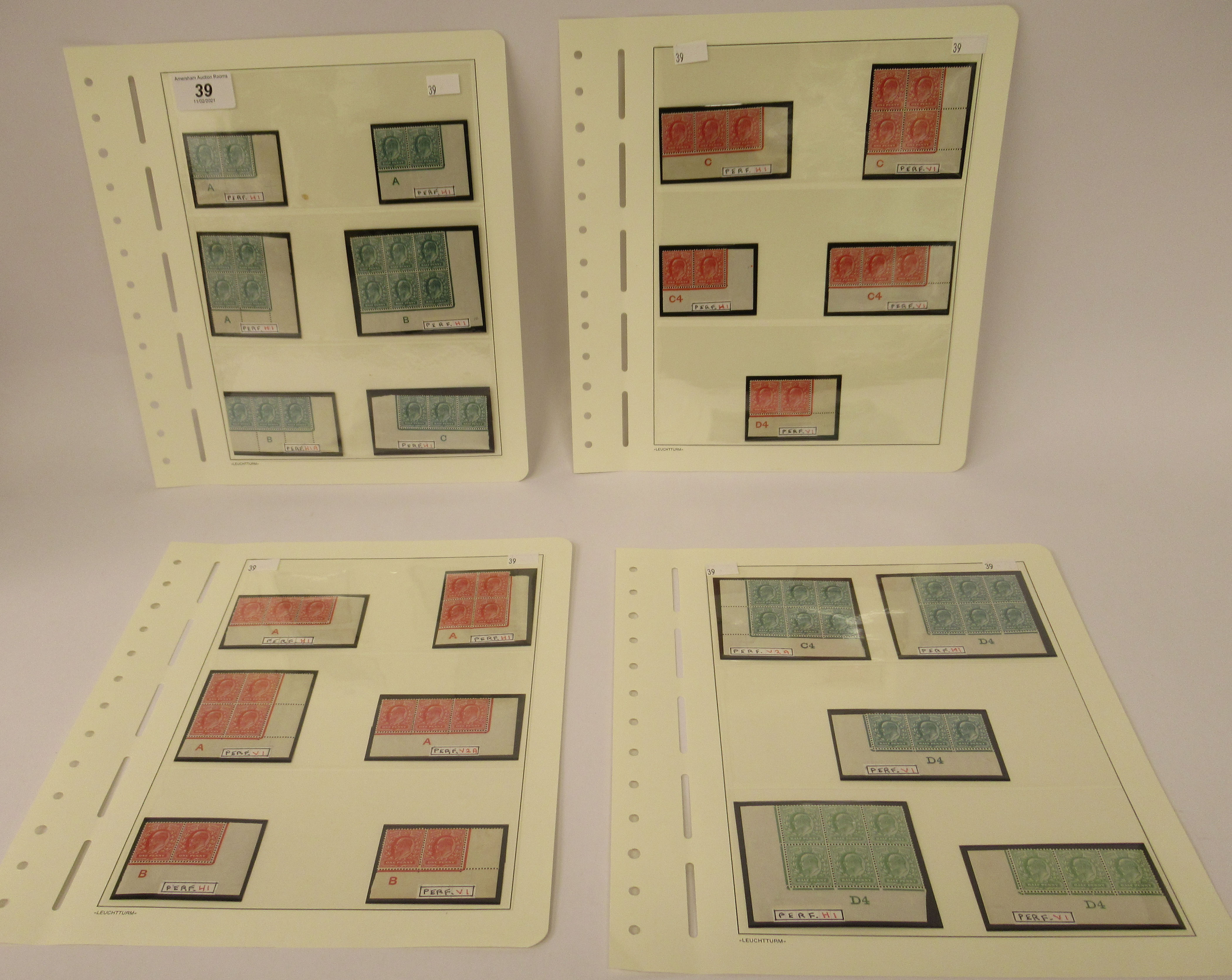Postage stamps, Great Britain: King Edward VII corner blocks plates,