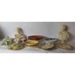 A mixed lot: to include two china busts 10'' & 11''h U