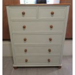 A modern light grey painted and honey coloured pine dressing chest with two short/four long drawers,