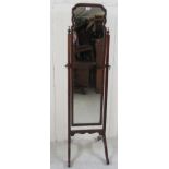 A 1930s Queen Anne inspired mahogany framed cheval mirror,