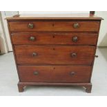 A George III mahogany dressing chest with four graduated drawers,