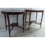 An Edwardian string and ebony inlaid mahogany occasional table,