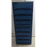 A pair of two tone blue painted, four drawer dressing chests, on a plinth 30.