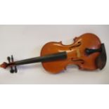 A Rudolf Pilsel English violin with a 14''L one piece back and an inlaid,