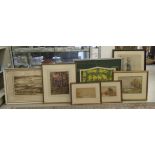 Seven Victorian and later seascapes and landscapes: to include JW Goldsmith - a wood watercolour