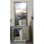 Two modern mirrors, one with a silvered frame,