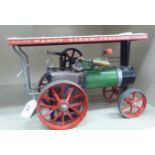 A Mamod live steam traction engine in black,