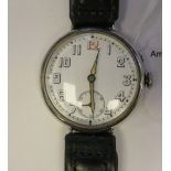 A silver coloured metal (925) cased French watch, faced by a white Arabic dial,