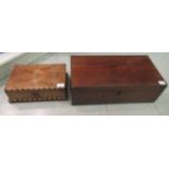 An unfitted late Victorian mahogany writing box with an angled,