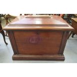 A late Victorian mahogany box with straight sides and a hinged lid,