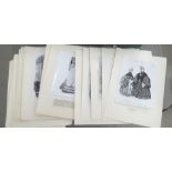 An uncollated folio of monochrome photographs of 19thC womens fashion OS3