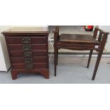 An Edwardian mahogany sheet music cabinet, the five, fall front drawers with iron handles,