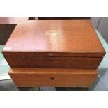 Two mid/late 19thC oak cased canteen chests 5''h 19''w & 6.