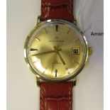 A 1970s Boucherer gold plated/stainless steel cased wristwatch, the movement with sweeping seconds,