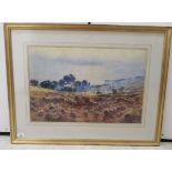 Herbert Moxon Cook - Scottish crofters in a coastal landscape watercolour bears a signature 14''