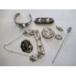Silver items of personal adornment: to include a Charles Horner hat pin;