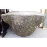 A turned marble mortar with four lugs 11''h 16''dia SR