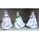 Three Royal Worcester china figures, viz.