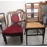 Four dissimilar 19thC and later chairs: to include an Edwardian stained beech and mahogany framed