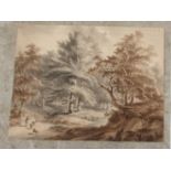 J Drieling - a mid 19thC woodland landscape sepia watercolour bears a signature & dated 1850