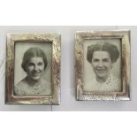 A pair of early 20thC silver coloured metal glazed photograph frames stamped Sterling 4'' x 3.