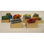 Ten Matchbox Lesney diecast model vehicles: to include Refuse Collector no.38G; and Dumper Truck no.