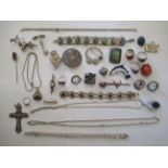 Silver and silver coloured metal items of personal ornament: to include a designer brooch,