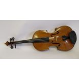 A mid (unnamed) English violin with a 14''L one piece back and an inlaid, purfled edge,