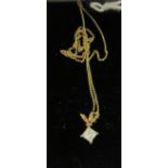 A 9ct gold claw set, single stone diamond pendant,